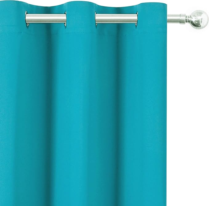 LEMOMO Turquoise Thermal Blackout Curtains/52 x 72 Inch/Set of 2 Panels Room Darkening Curtains for Bedroom