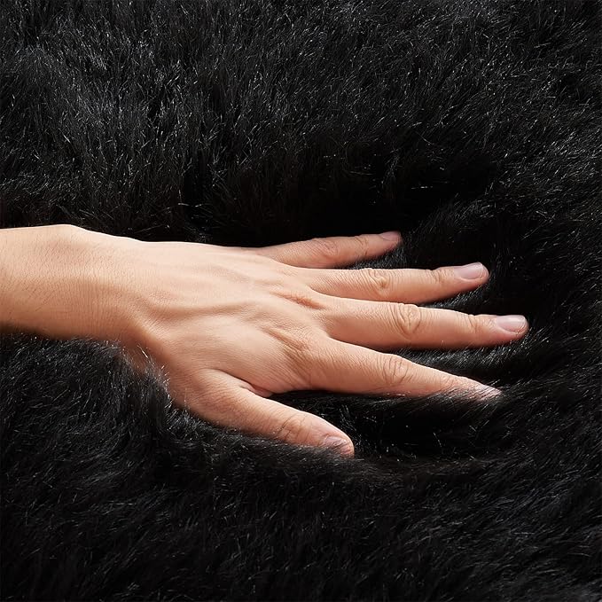 EasyJoy Ultra Soft Fluffy Shaggy Area Rug Faux Fur Rug Chair Cover Seat Pad Fuzzy Area Rug for Bedroom Floor Sofa Living Room (4 x 6 ft Rectangle, Black)