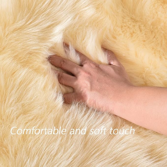 Latepis Yellow Shaggy Rug Bedroom Rugs 4x6 Area Rug Washable Faux Sheepskin Fur Rug for Living Room Décor, Rectangle