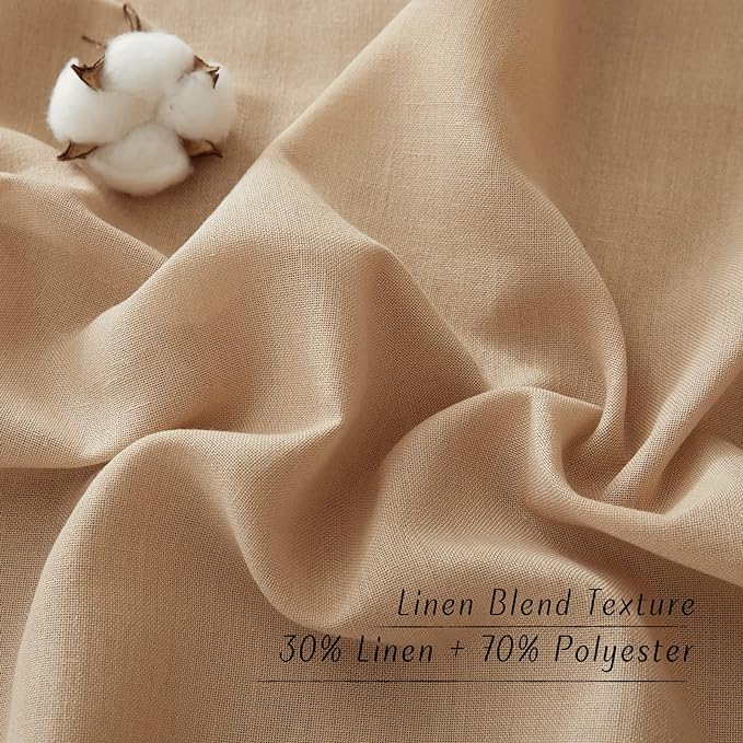 NICETOWN Camel Linen Doorway Curtains 80 inches Long, Grommet Thick Linen Weave Semi Sheer Window Treatments Privacy Assured with Light Filtering for Bedroom/Side Door, W34 x L80