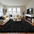 LOCHAS Ultra Soft Indoor Modern Area Rugs Fluffy Living Room Carpets for Children Bedroom Home Decor Nursery Rug 5.3x7.5 Feet, Black