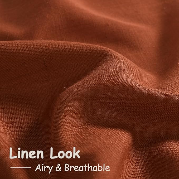 Terracotta Linen Curtains 102 Inches Long for Living Room 2 Panel Set Back Tab Rod Pocket Semi Sheer Curtains Light Filtering Burlap Extra Long Drapes Farmhouse Decor for High Window 40x102 Inch