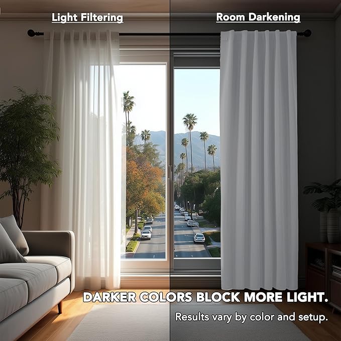 Deconovo Room Darkening Curtains, Thermal Insulated Noise-Reducing Window Panels for Bedroom, Living Room and Home Office, 2 Panels, Pure White, 70W x 63L Inch