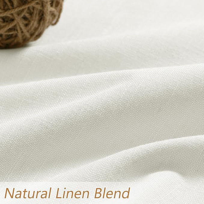 Guken Ivory Linen 100% Blackout Curtains 90 Inch Length 2 Panels Set for Living Room Bedroom Back Tab Thermal Insulated Black Out Linen Drapes Room Darkening Window Curtains 40 Inches Wide