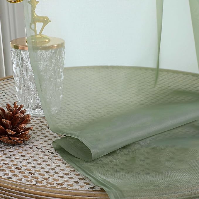 OWENIE Sheer Sage Green Curtains, Sheer Curtains 63 inch Length 2 Panels Set, Rod Pocket Voile Fimly Sheer Drapes for Living Room Bedroom, 2pcs, Sage Green, Each 59" W x 63" L