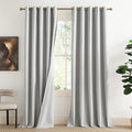 NICETOWN Grey Long Linen Full Shade Panels, 62" Wide x 108" Long, Pair of Thermal Insulated & Energy Efficiency Blackout Curtains for Living Room Windows, Lined Silky Performance Window Dressing
