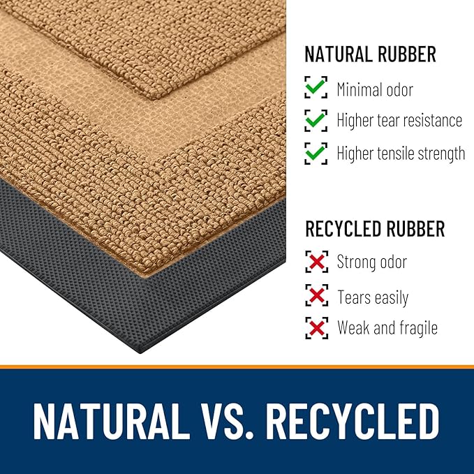 OLANLY Front Door Mat Indoor Outdoor Entrance, Waterproof All-Season, All-Weather Doormat, Sturdy Natural Rubber, Low Profile, Easy Clean Patio Porch Entryway Mat, 71x23, Butter Yellow