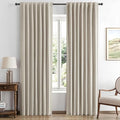 MIULEE 100% Blackout Linen Curtains for Bedroom, Stone Solid Luxury Decor Thermal Insulation Room Darkening Drapes for Living Room Nursery Back Tab Rod Pocket 42 x 84 Inches, 2 Panels