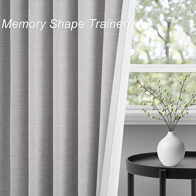 Topfinel 100% Blackout Curtains 96 Inches Long for Bedroom Heavy Thermal Modern Grey Curtains for Living Room Track System Window Treatments Room Darkening Drapes 8 Ft (40Wx96L 2 Panels)