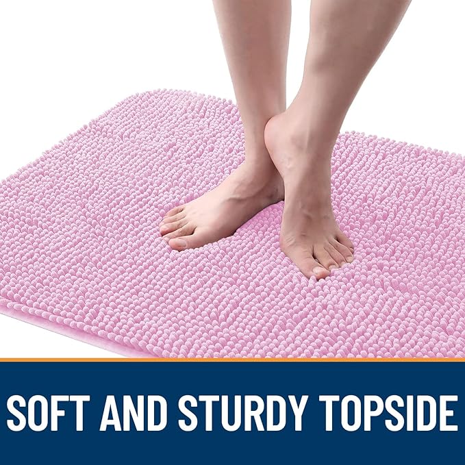 OLANLY Dog Door Mat for Muddy Paws 50x30, Absorbs Moisture and Dirt, Absorbent Non-Slip Washable Doormat, Quick Dry Chenille Mud Mat for Dogs, Entry Indoor Entryway Carpet for Inside Floor, Pink