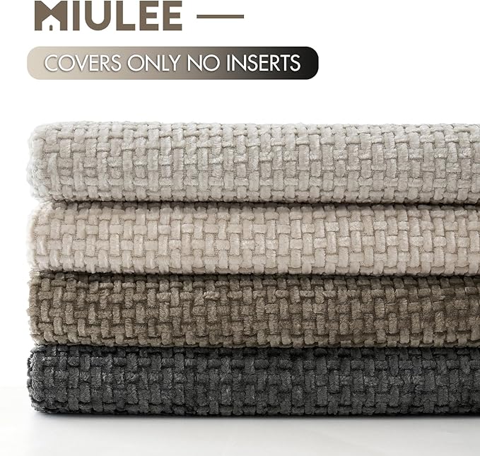 MIULEE Pack of 4 Couch Throw Pillow Covers 16x16 Inch Neutral Soft Decorative Pillow Covers Farmhouse Boho Cushion Covers for Spring Home Decor Sofa Bedroom Living Room
