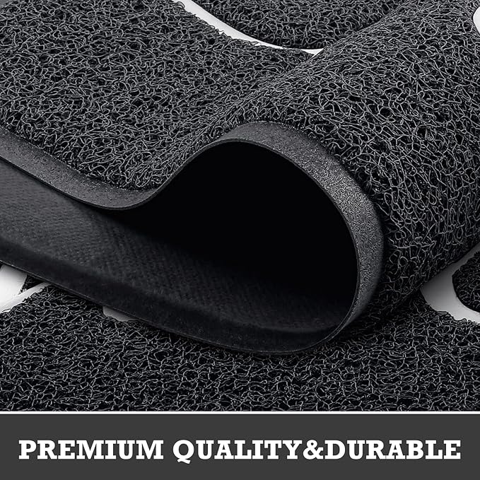 CozyBounty Black Door Mat Welcome Mats Outdoor Indoor Non-Slip Doormat for Entryway Low-Profile Floor Mat for Yard, Garage, High Traffic Areas (36"x24", Black)