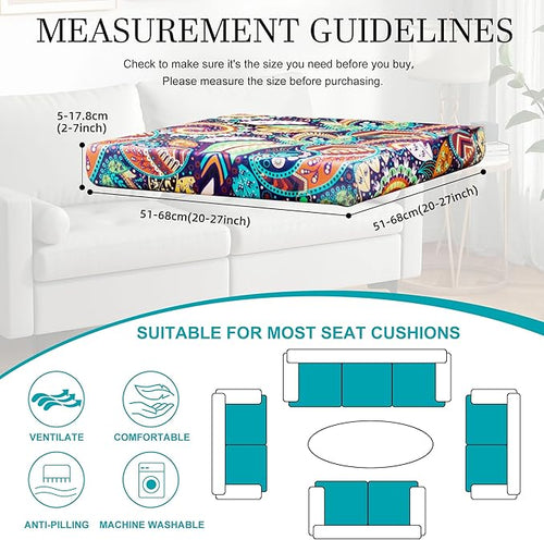14 Pcs Stretch Patio Cushion Covers,Outdoor Couch Covers Replacement,Outdoor Couch & Sofa Slipcovers,for Patio Furniture Cushion Covers,Washable Reusable Furniture Protector (Rococo ,Cover Only)