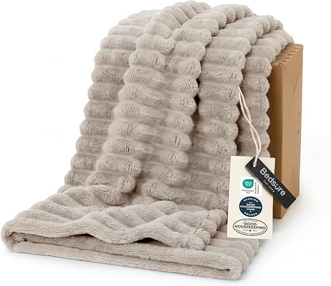 Bedsure GentleSoft Twin XL Blanket for Couch - Cozy Soft Blankets for Women, Cute Small Fleece Throws for Girls, Beige, 66x90 Inches