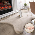 Ashler Faux Fur Rug, Upgraded Soft Faux Rabbit Fur, Beige Area Rugs, 2 x 3 Feet, Machine Washable Nursery Decor Throw Rugs for Bedroom, Kids Room, Living Room