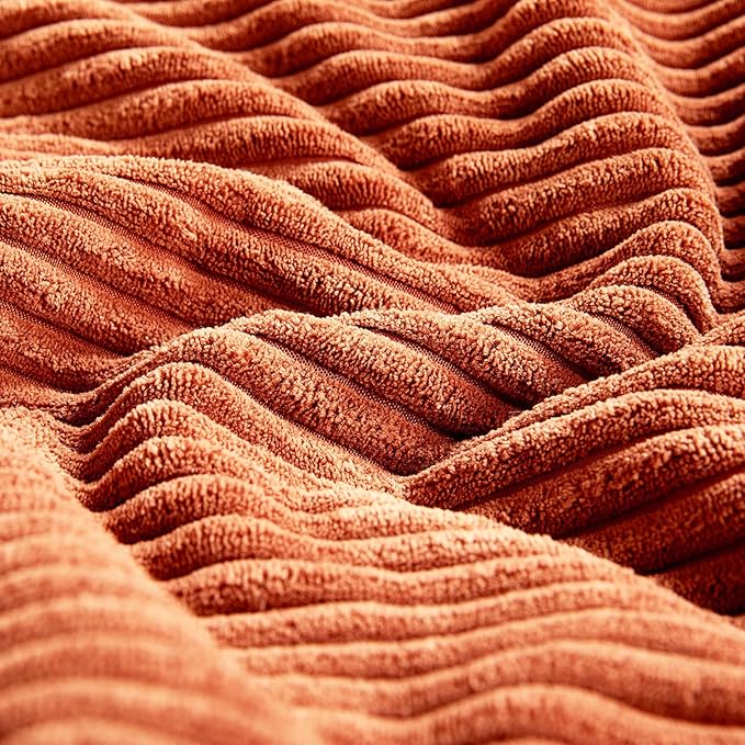 Fancy Homi Set of 2 Burnt Orange Lumbar Decorative Throw Pillow Covers 14x22 Inch for Living Room Couch Bed, Boho Farmhouse Fall Home Decor, Soft Corduroy Corss Patchwork Cushion Case 35x55 cm