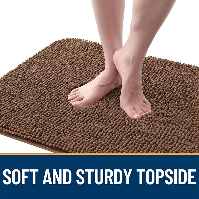 OLANLY Dog Door Mat for Muddy Paws 59x35, Absorbs Moisture and Dirt, Absorbent Non-Slip Washable Doormat, Quick Dry Chenille Mud Mat for Dogs, Entry Indoor Entryway Carpet for Inside Floor, Mocha