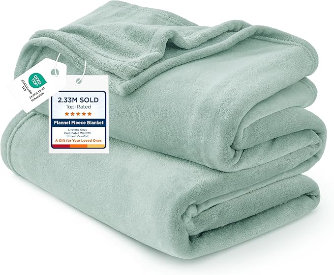 Bedsure GentleSoft Fleece Throw XL Blanket Sage Green - 300GSM Soft Lightweight Plush Cozy Blankets for Bed, Sofa, Couch, Travel, Camping, 50x70 inches