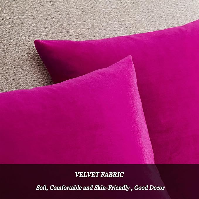 GIGIZAZA Hot Pink Pillow Covers 16x16 Throw Pillows Velvet Decorative Sofa Couch Pillow Covers Bedroom Cushion Pillowcase