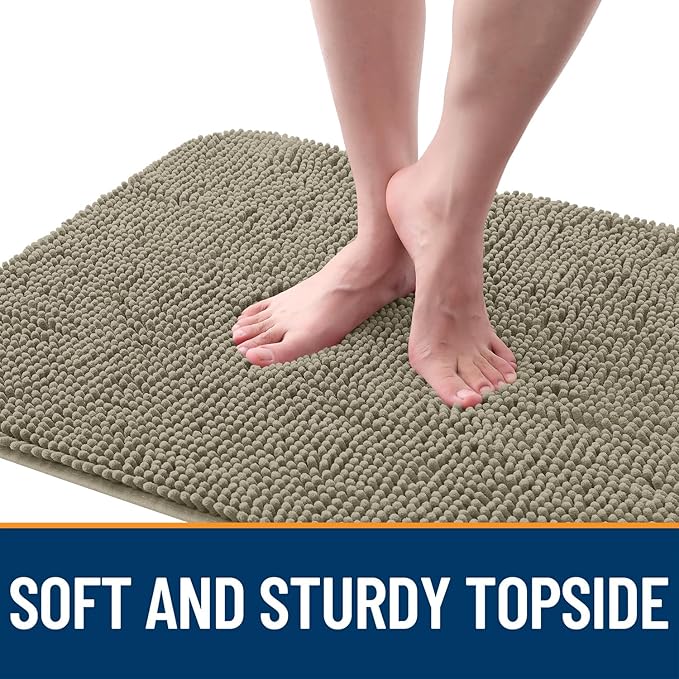 OLANLY Dog Door Mat for Muddy Paws 32x20, Absorbs Moisture and Dirt, Absorbent Non-Slip Washable Doormat, Quick Dry Chenille Mud Mat, Entry Indoor Entryway Carpet for Inside Floor, Warm Taupe