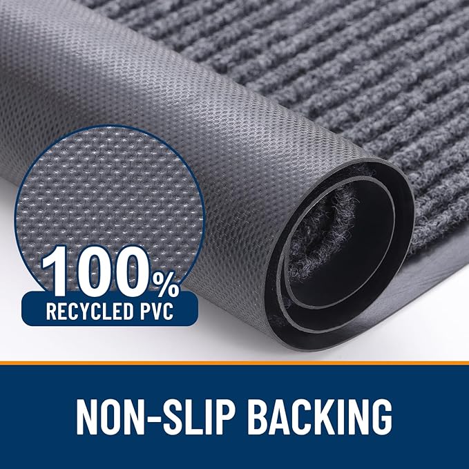 OLANLY Front Door Mat Indoor Outdoor Entrance, 2-Pack 71 x 47 Inch, Waterproof Heavy Duty Doormat, Fade Resistant, Low Profile, Easy Clean Patio Porch Welcome Floor Mats for Entry, Grey