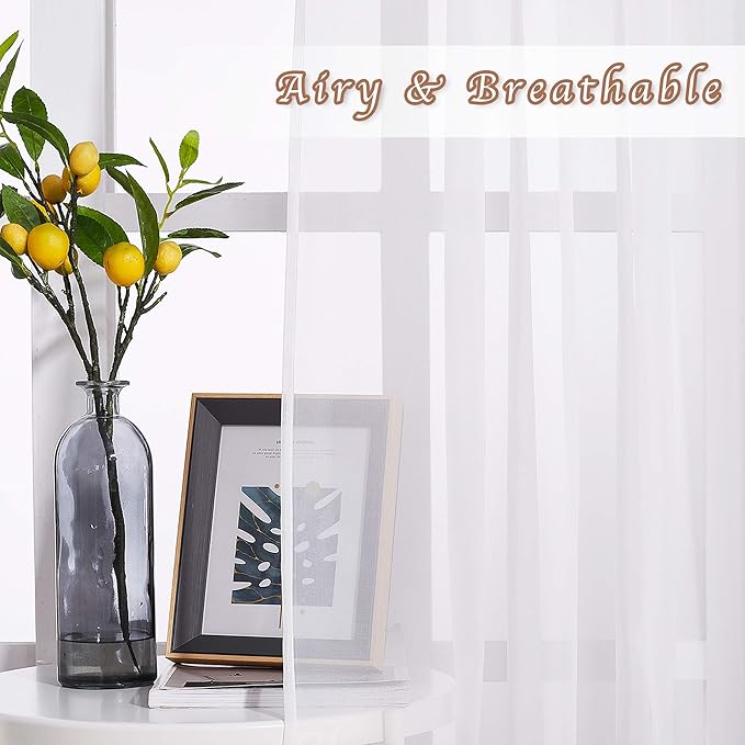 NICETOWN Ivory Sheer Curtains 72 inch Length - Grommet Living Room Curtain Panels Voile Textured Soft and Lightweight Window Treatments for Bedroom/Flat, W37 x L72, 2 Pieces