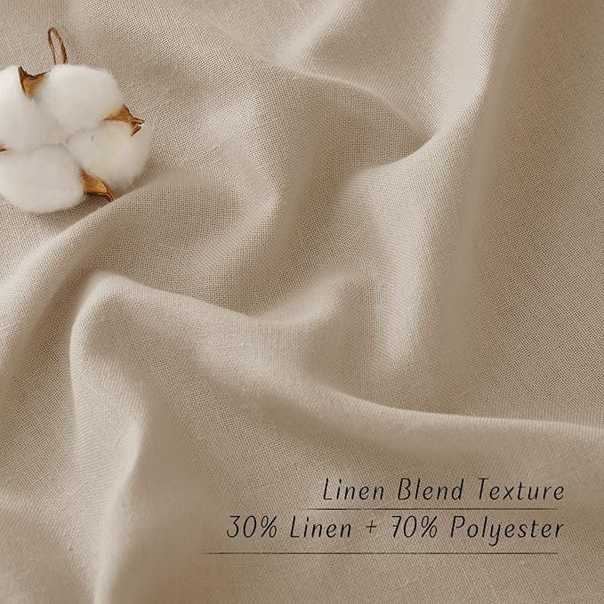 NICETOWN Flax Taupe Linen Curtains for Room Divider, Grommet Top Thick Flax Semi Sheer Vertical Drapes Privacy Assured with Light Filtering for Sliding Glass Door, W68 x L96, 2 Pieces