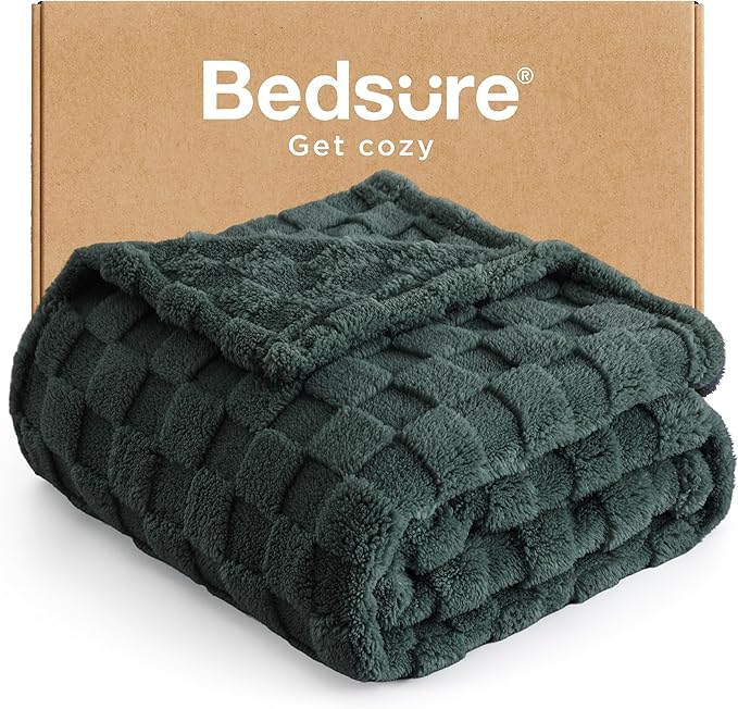 Bedsure GentleSoft Dark Green Spring Throw Blanket for Couch - Super Soft Cozy Blankets Gifts for Kids Girls, Cute Small Fleece Throws for Bedroom Home Decor, 50x70 Inches