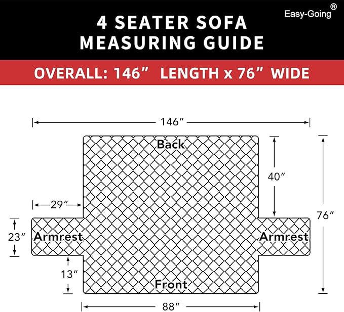 Easy-Going 4 Seater Sofa Slipcover Reversible Sofa Cover Water Resistant Couch Cover with Foam Sticks Elastic Straps Furniture Protector for Pets Children Dog Cat (XX-Large, Wine/Beige)