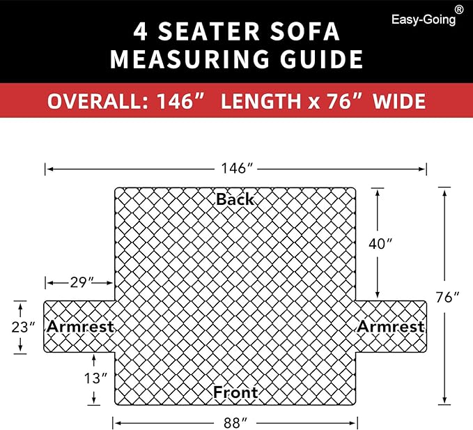 Easy-Going 4 Seater Sofa Slipcover Reversible Sofa Cover Water Resistant Couch Cover with Foam Sticks Elastic Straps Furniture Protector for Pets Children Dog Cat (XX-Large, Blue/Ivory)