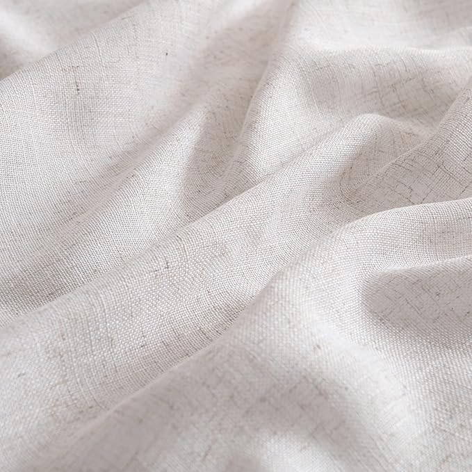 MIULEE White Linen Curtains 72 Inch Length for Bedroom Living Room, Soft Thick Linen Textured Window Drapes Semi Sheer Light Filtering Rod Pocket Back Tab Burlap Look Farmhouse Decor, 2 Panels