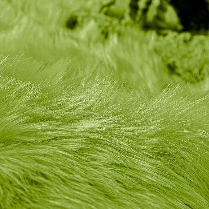 Goolela Lime Green Fluffy Runner Rug 2x6 Faux Fur Fuzzy Furry Rugs for Bedroom Bedside Shaggy Soft Rug Washable Rectangle