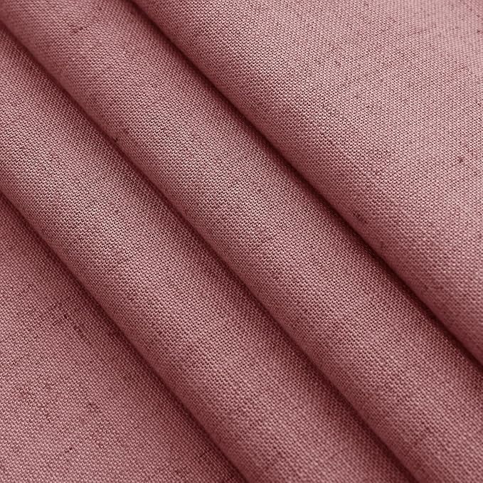 Canyon Rose Linen Curtains 132 Inch Length for Living Room Light Filtering Semi Sheer Curtain Back Tab Modern Farmhouse Decor Boho Girl Drapes Floor to Ceiling High Window for Bedroom 52x132, 2 Panels