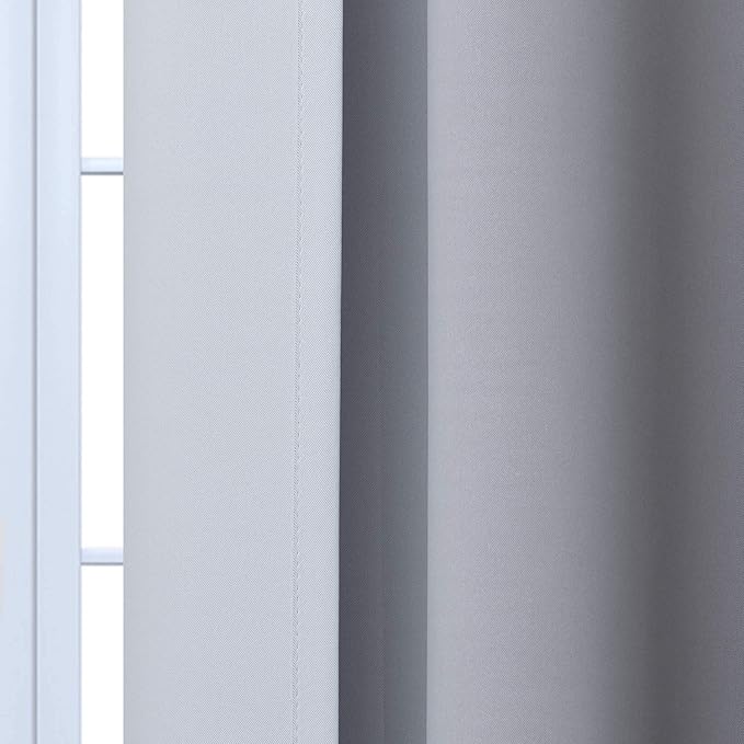 Yakamok Room Darkening Ombre Curtains 36 Inch Length, Black and Greyish White Thermal Insulated Gradient Color Curtains,Light Blocking Grommet Window Drapes for Bedroom,42 Inch Width,2 Panels