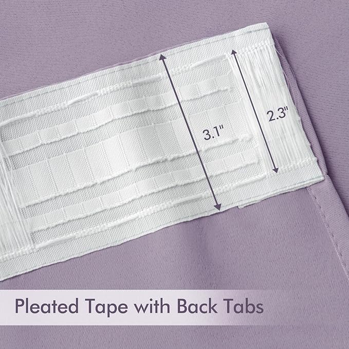 MIULEE Lilac Back Tab Blackout Curtains 84 Inch Length 2 Panels Set for Living Room Bedroom Privacy, Rod Pocket/Pinch Pleat Thermal Insulated Room Darkening Pleated Light Blocking Drapes