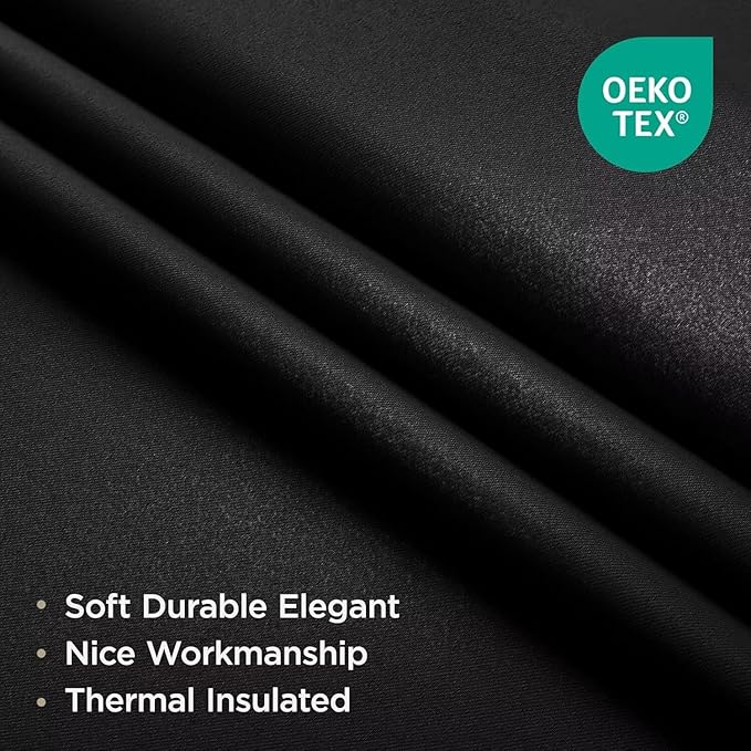 Joydeco Blackout Curtains 72 Inches Long 2 Panels Set, Thermal Insulated Long Curtains& Drapes 2 Burg, Room Darkening Drapes for Bedroom Living Room (Black, W37 x L72 Inch)