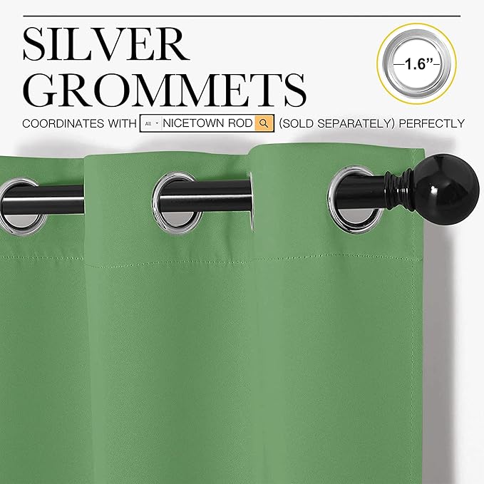 NICETOWN Froest Green Blackout Curtains 68 inches Length for Living Room, 2 Panels, 55" Wide, Thermal Insulated Decoration Drapes for Bedroom Window
