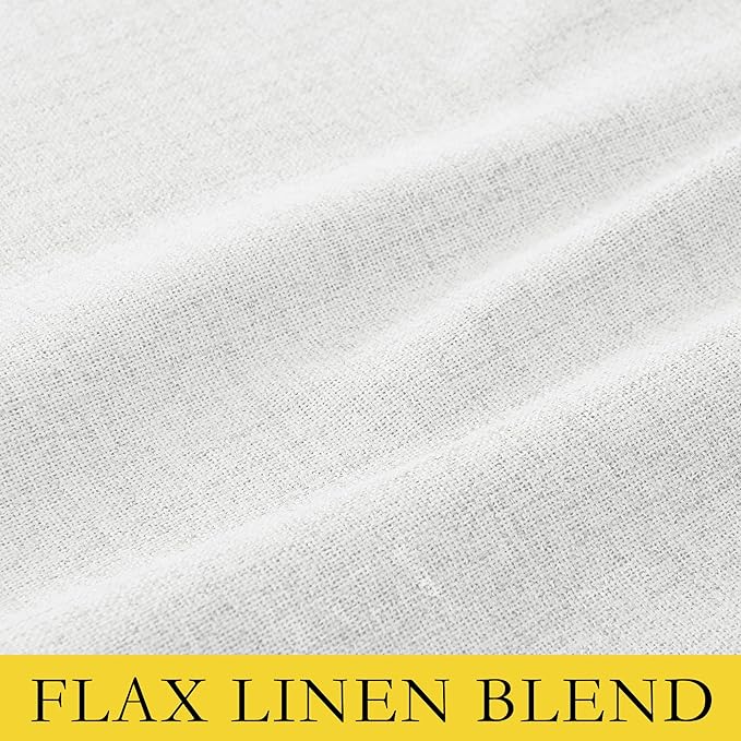 NICETOWN 100% Absolutely Blackout Linen Curtains with Thermal Insulated Liner, Greyish White, 42" Wide, 90" Length Energy Saving Curtains for Living Room 2 Panels Set, Vertical Blinds