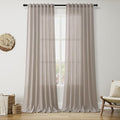 Nanspring 102 Inch Long Curtains for Living Room Stone Beige Linen Light Filtering Semi Sheer Curtain Back Tab Simple Modern Floor to Ceiling Farmhouse Drapes for Bedroom Office 52x102, 2 Panels