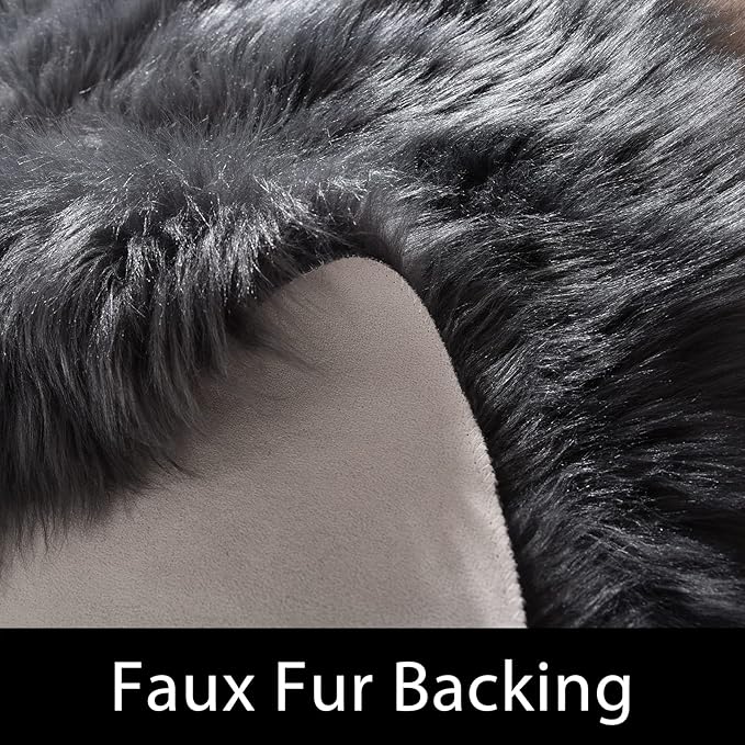 Latepis Rugs for Living Room 5x7 Dark Grey Washable Faux Fur Throw Rugs for Bedroom Sofa Floor Fluffy Shag Fuzzy Rug Shaggy Rug Luxury Home Decor Rectangle