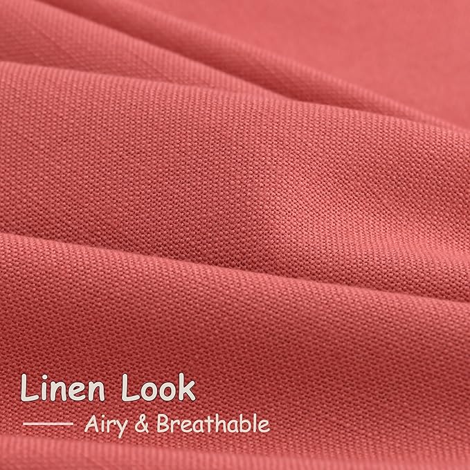 Nanspring Watermelon Red Linen Curtains 102 Inches Long 2 Panels,Back Tab Rod Pocket Semi Sheer Curtain Light Filtering Boho Extra Long Drapes Neutral Farmhouse Decor for High Window 52x102