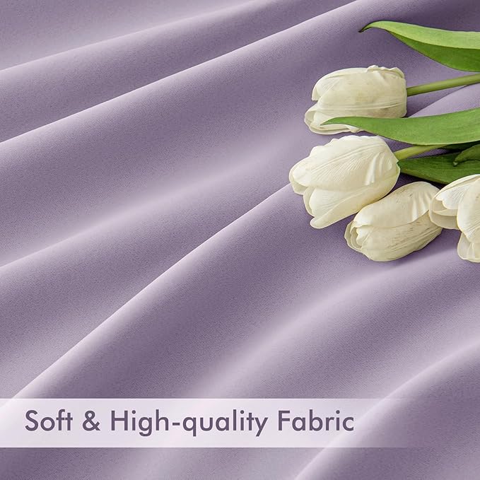 MIULEE Lilac Back Tab Blackout Curtains 63 Inch Length 2 Panels Set for Living Room Bedroom Privacy, Rod Pocket/Pinch Pleat Thermal Insulated Room Darkening Pleated Light Blocking Drapes