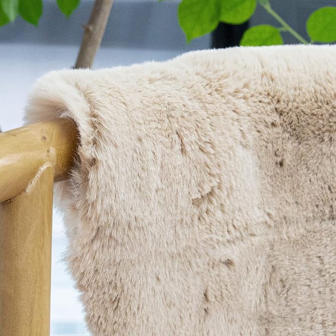 ORINOVA Shag Polyester Bunny Washable Fluffy Rug Runners for Hallways Camel Plush Area Rugs for Living Room Bedroom Sheepskin Rug 2x6 Shaped Nursery Rugs