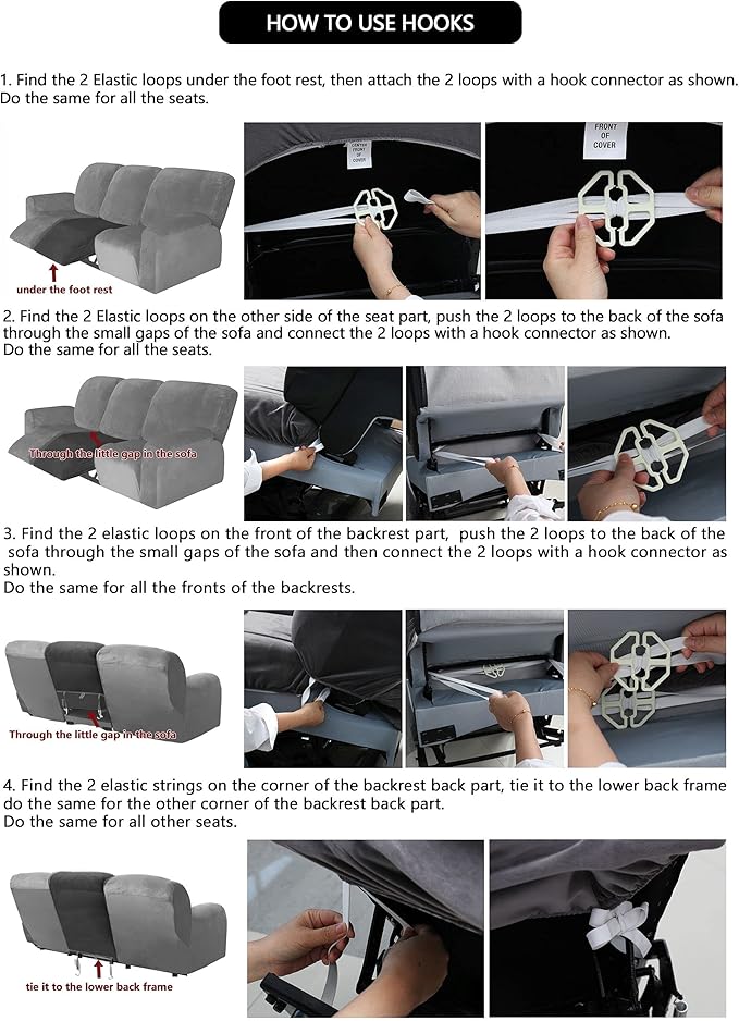 ULTICOR Reclining Love Seat Sofa Cover (6 Piece, Taupe), 48-65'' L, Velvet Stretch, Soft, Washable