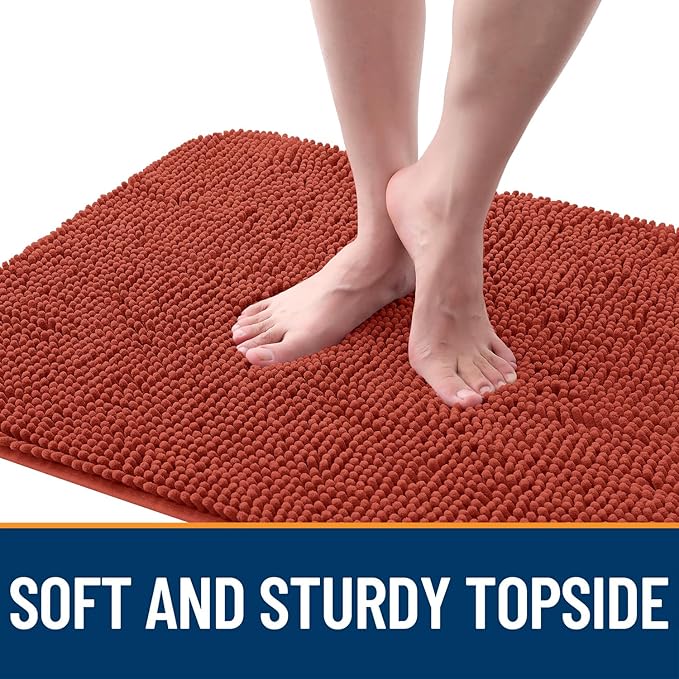 OLANLY Dog Door Mat for Muddy Paws 59x32, Absorbs Moisture and Dirt, Absorbent Non-Slip Washable Doormat, Quick Dry Chenille Mud Mat for Dogs, Entry Indoor Entryway Carpet for Inside Floor, Maple Red