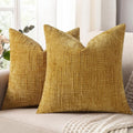 decorUhome Summer Mustard Yellow Chenille Euro Sham Throw Pillow Covers 22x22 Set of 2 Textured Cozy Slubby Couch Pillow Covers Modern Farmhouse Boho Decorative Pillow Cases for Bed Sofa Living Room