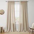 Taupe Burlywood Curtains 120 Inches Long for Living Room Linen Textured Rustic Farmhouse Privacy Sheer Curtains Back Tab Extra Long Floor to Ceiling Curtain for Bedroom Office 52x120, 2 Panels