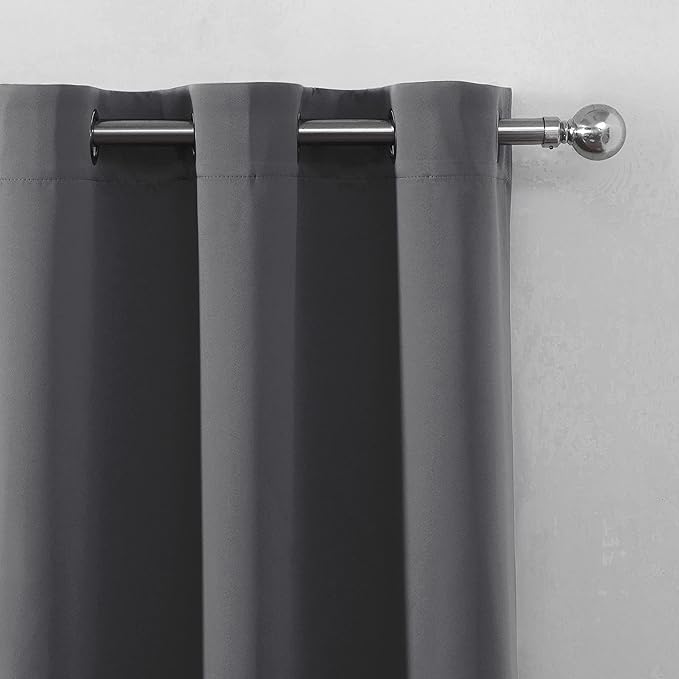 LEMOMO Grey Blackout Curtains 34 x 54 Inch Length/Set of 2 Curtain Panels/Thermal Insulated Room Darkening Blackout Curtains for Bedroom