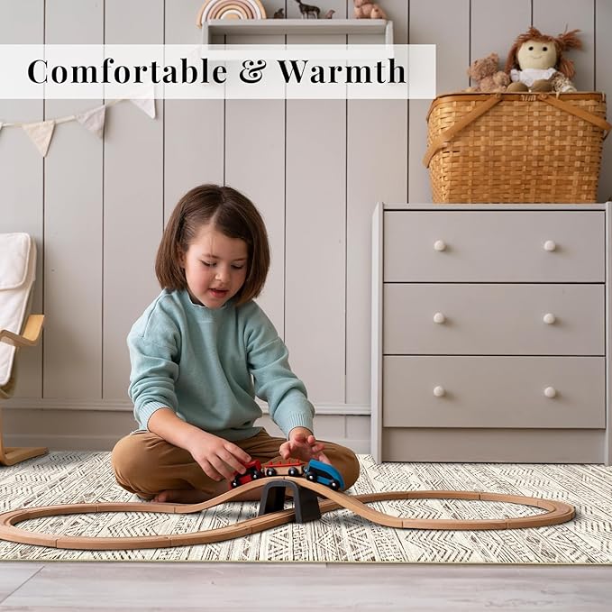 Washable Moroccan Runner Rug 2'6"x8'- Non Slip Living Room Rugs Bedroom Carpet Rubber Backing Hallway Floor Mat for Home Entryway with Low Pile Modern Rug 2'6"x8' Beige