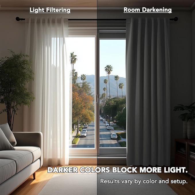 Deconovo Room Darkening Curtains Back Tab and Rod Pocket Curtains Thermal Insulated Blackout Curtains for Bedroom 52Wx72L Inch Light Grey Set of 2